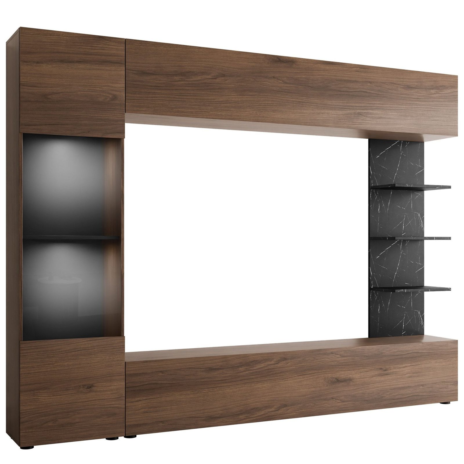 bunda-tv-seinayksikko-led-valaistuksella-250-cm-valkoinen