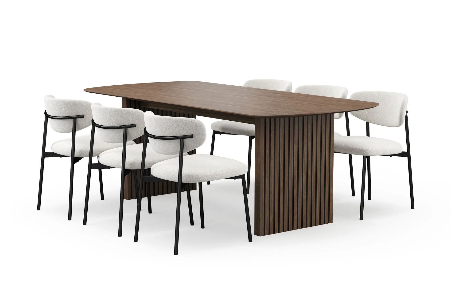 richeto-ruokapoyta-210-cm-ja-6-lucy-ruokatuolia-savutammi-valkoinen-boucle