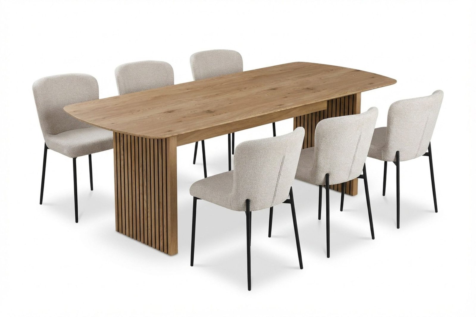 richeto-ruokailuryhma-tammi-240-cm-ja-6-elsie-ruokatuolia-tammi-valkoinen