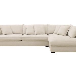 Rossita Lyx 4-istuttava Oikeakätinen L-muotoinen Extra Syvä Divaanisohva Chenille-kankaalla - Beige Chenille