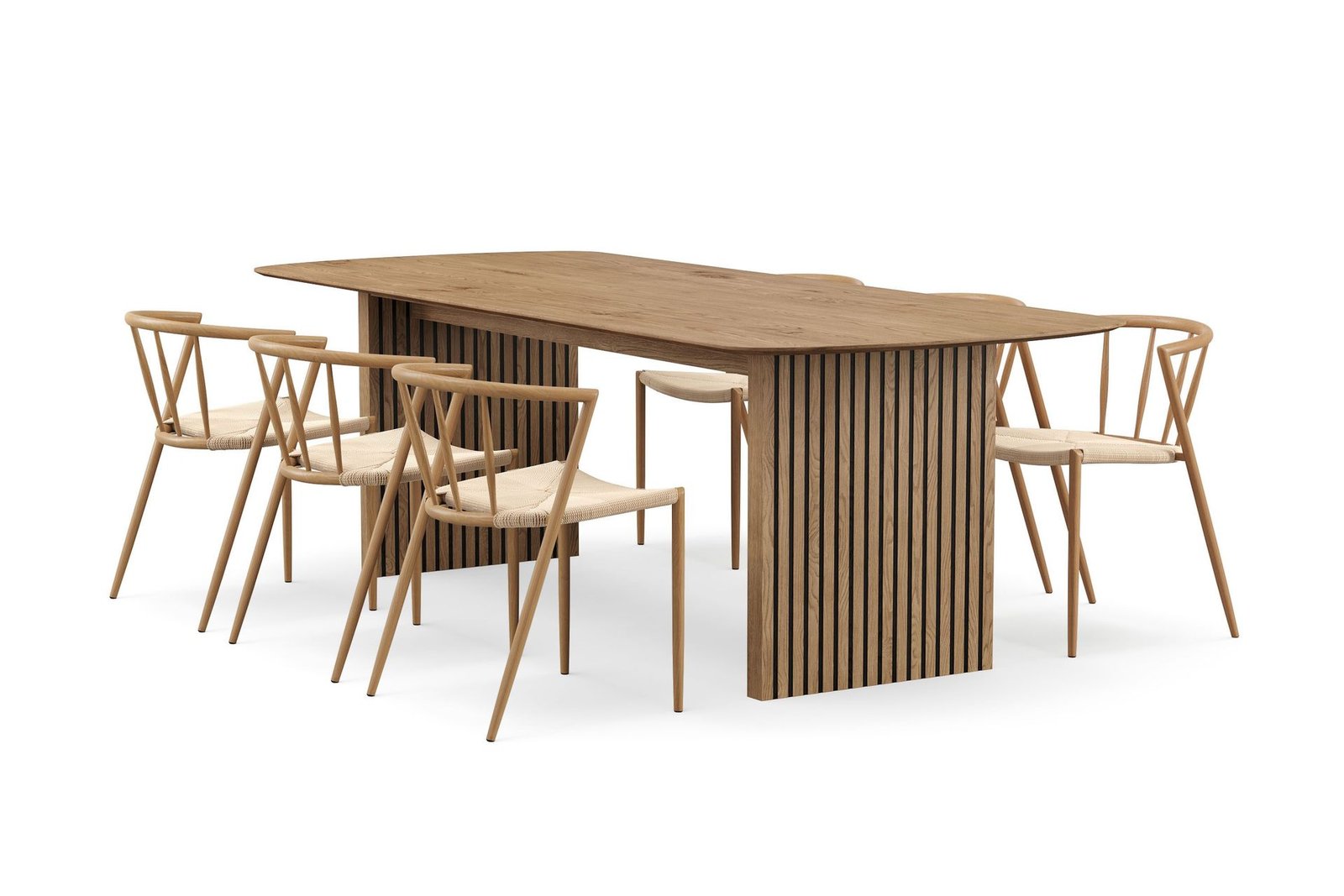 richeto-ruokapoyta-240-cm-ja-6-winston-ruokatuolia-luonnollinen-viimeistely-beige-metallijalat-tammi