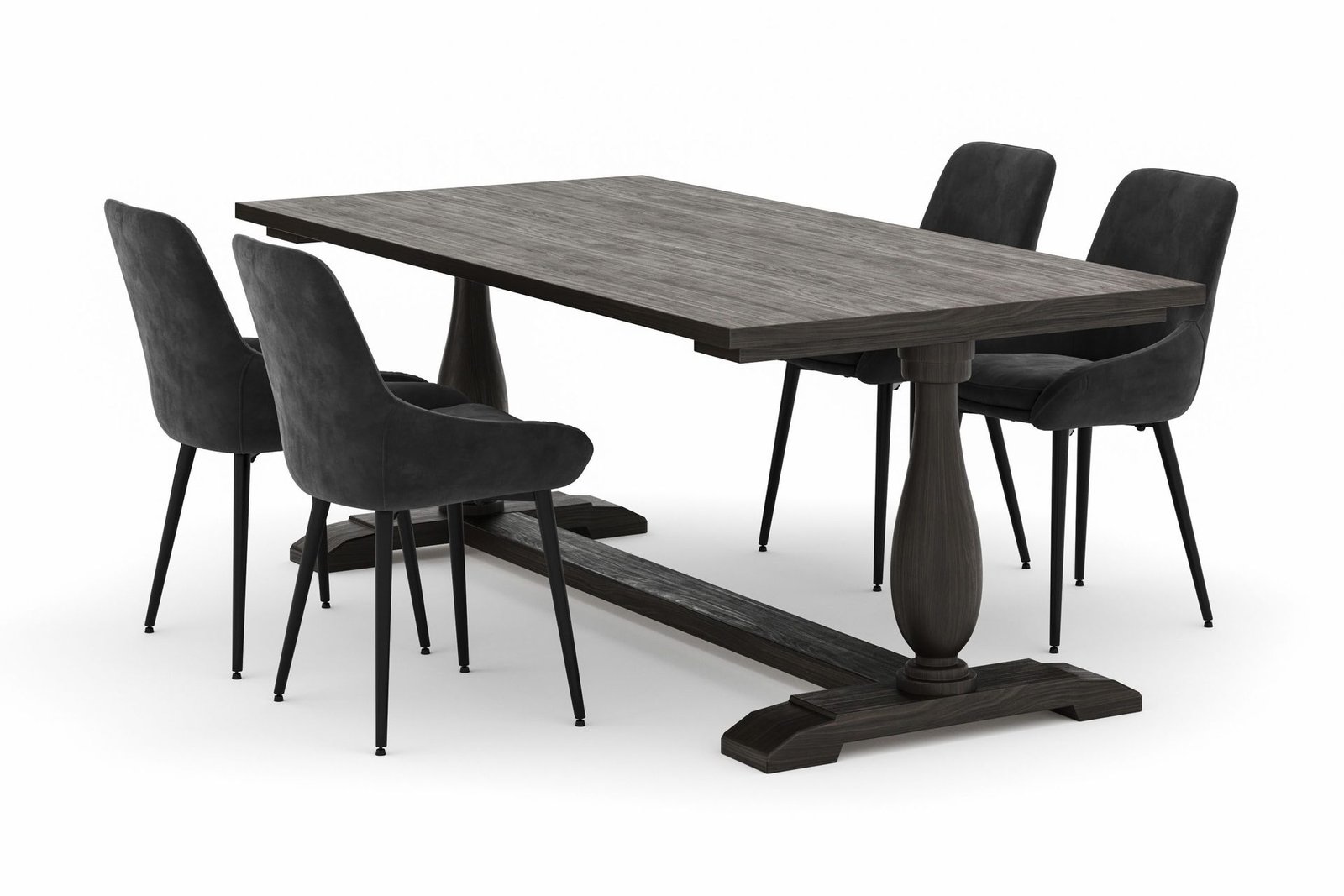 suzon-ruokailuryhma-200x100cm-4-alsarp-ruokatuolilla-ruskea