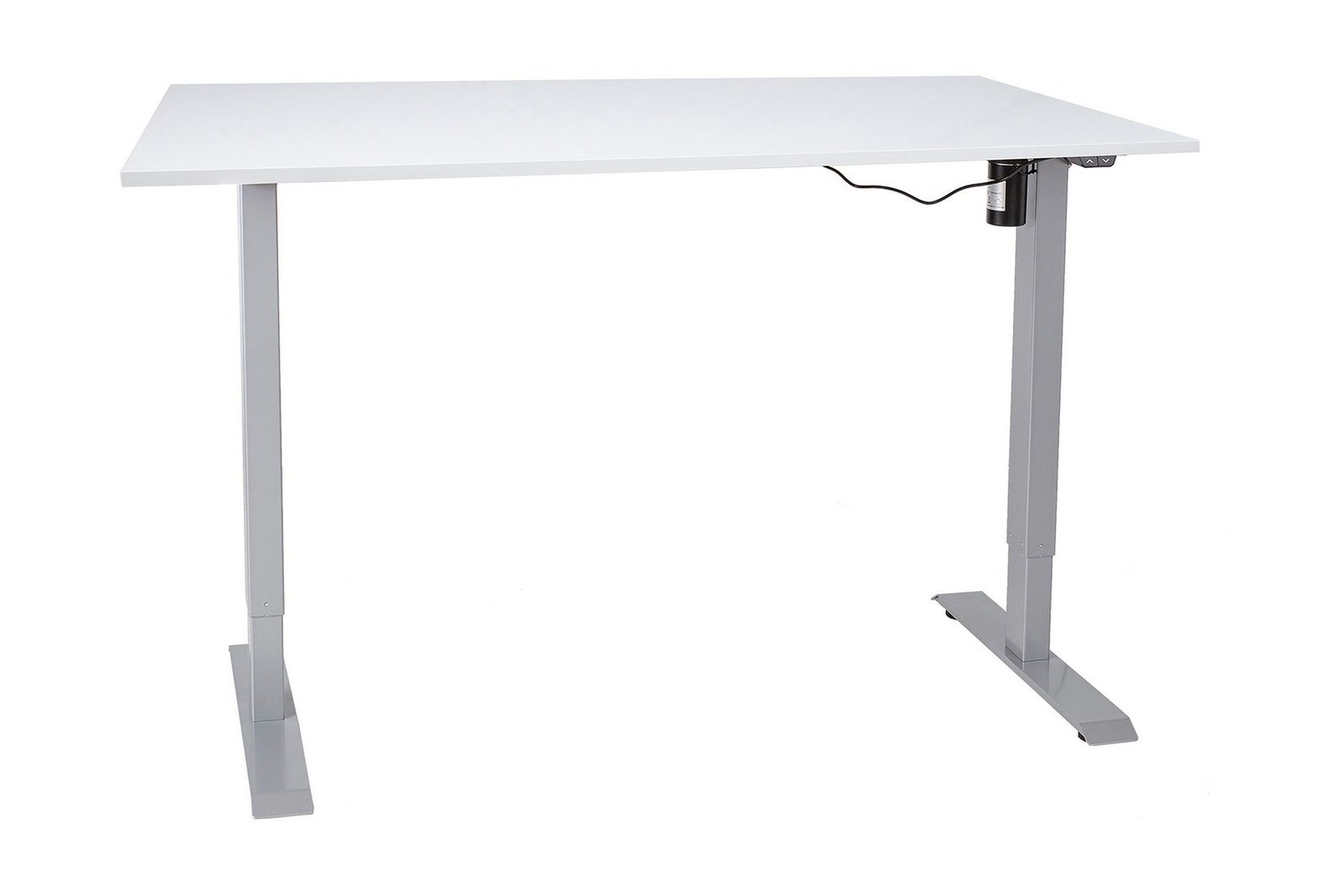 kirjoituspoyta-cogito-1-140-cm-korkeussaato-sahko-harmaanvalkoinen