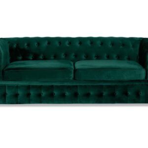 Chesterfield Lyx 3-istuttava eteenpäin avattava vuodesohva sametista - Tummanvihreä