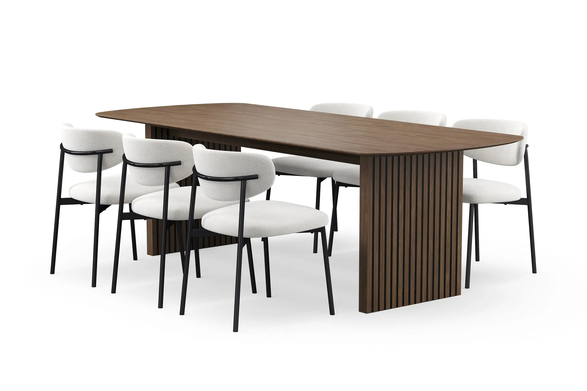 richeto-ruokapoyta-240-cm-ja-6-lucy-ruokatuolia-savutammi-valkoinen-boucle