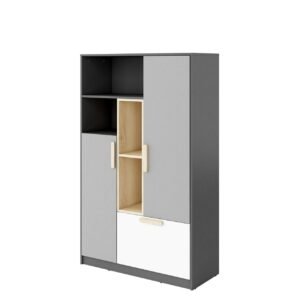 Decona Highboard - Tummanharmaa/Vaaleanharmaa/Valkoinen/Beige
