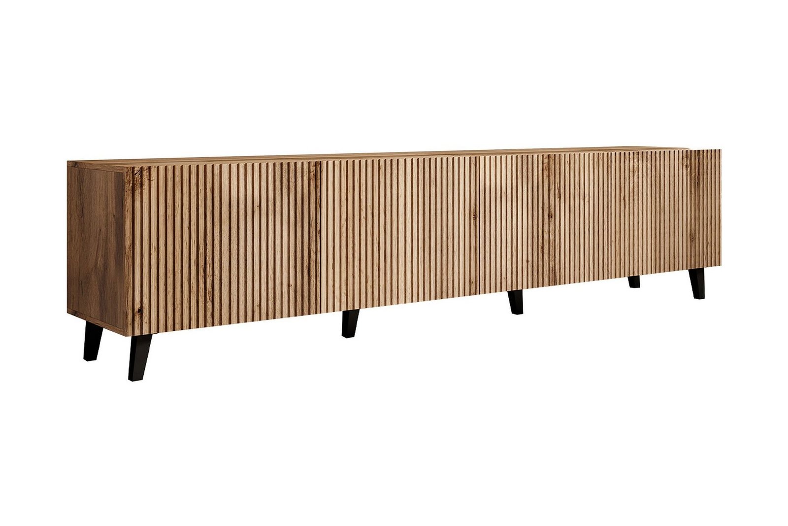 juniskar-ribbattu-tv-poyta-puusta-sailytystilalla-syvyys-40-cm-leveys-200-cm-korkeus-49-cm-musta-tammi