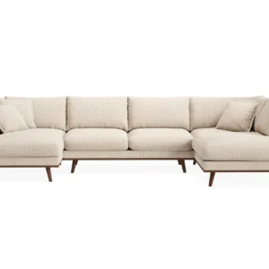 Copenhagen Premium 5-istuttava Oikeakätinen U-muotoinen Sohva Divaanilla ja Schäslongilla Chenillekankaalla - Beige