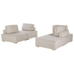 Modulsoffa Beliani Tibro Beige/ljust trä Beige||Light colored wood -