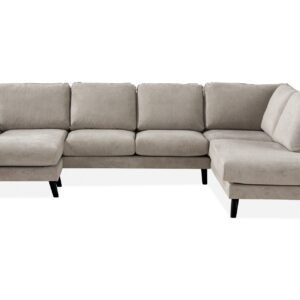 Trend Lyx 4-istuttava Oikeakätinen U-muotoinen Sohva Divaanilla ja Divaanituolilla Kankaalla - Beige