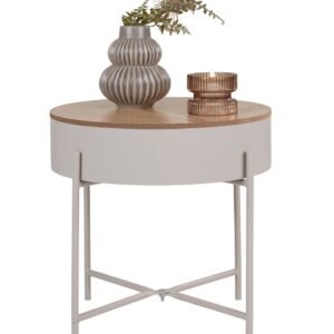 House Nordic Sisco pyöreä sivupöytä Ø40 cm beige harmaa