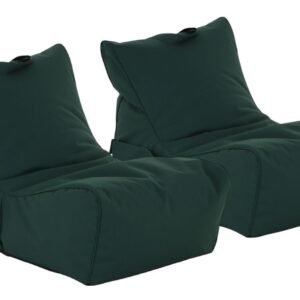 Jade Outdoor säkkituolit 2 kpl setti tummanvihreä