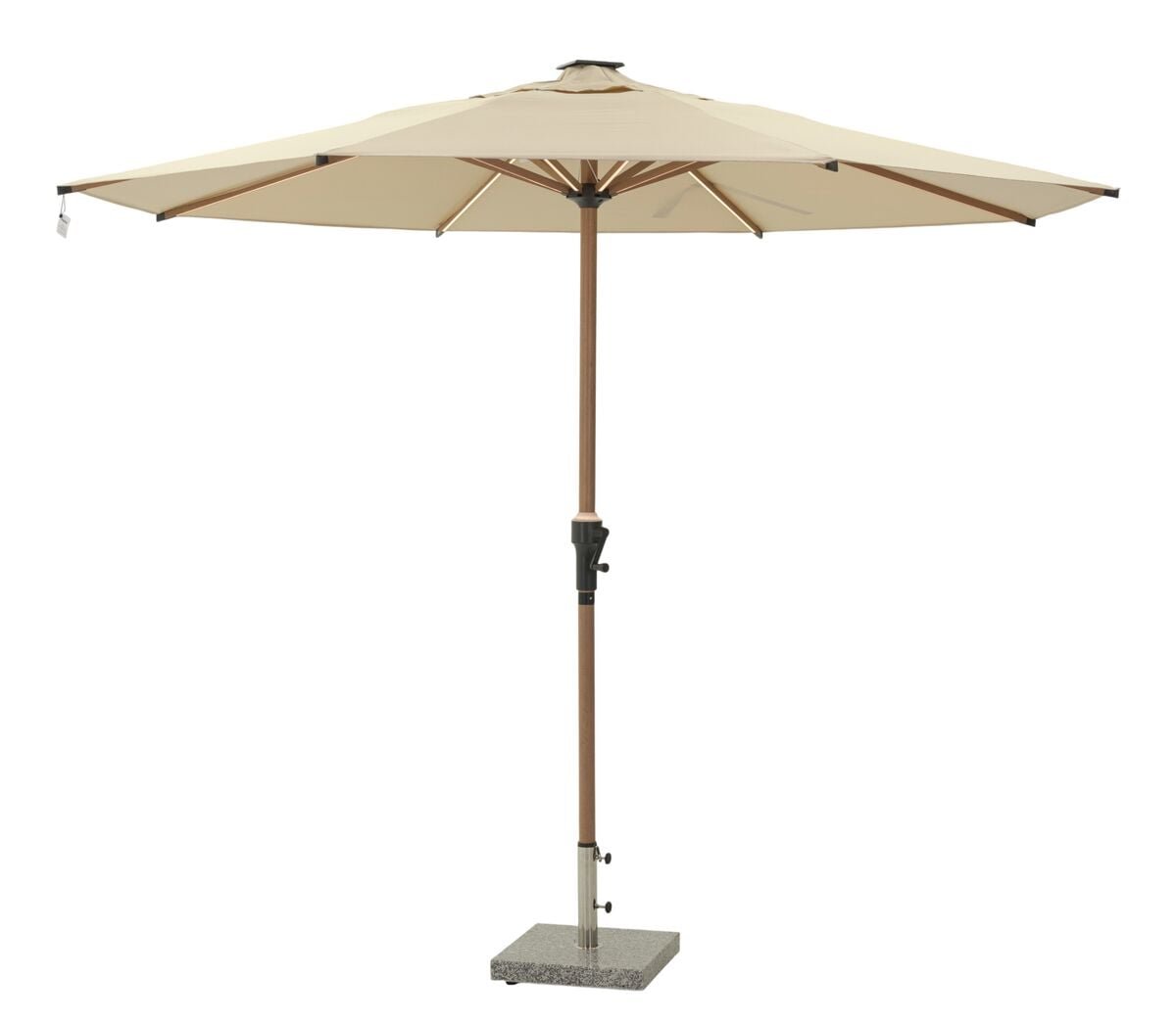 premium-aurinkovarjo-300-cm-beige-tiikki-led-valoilla