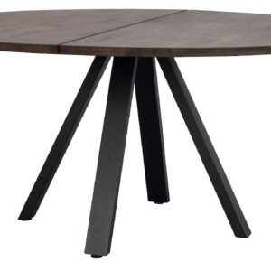 Rowico Home Carradale pyöreä ruokapöytä Ø 150 cm ruskea/musta V-jaloilla