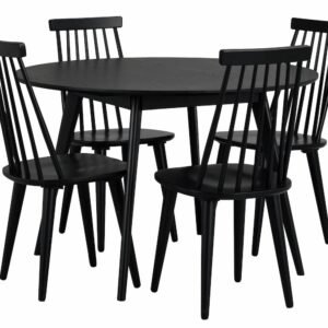 Rowico Home Yumi-Lotta 4-hengen pyöreä ruokailuryhmä musta