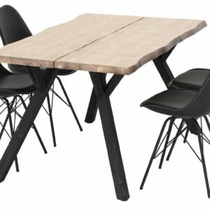 Lana-Oslo 4-hengen ruokailuryhmä, musta/antiikkipetsattu