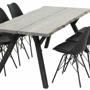 Lana-Oslo 6-hengen ruokailuryhmä, musta/savunharmaa