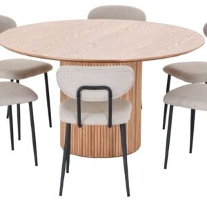 Korpi-Daniel 6-hengen pyöreä ruokailuryhmä tammi/beige Basel 24
