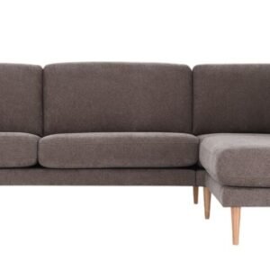 Kotoa avokulmasohva oikea, mocca 18 Storm, pyöreäkartio tammijalka