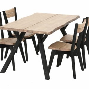 Lana 4-hengen ruokailuryhmä, antiikkipetsattu/musta