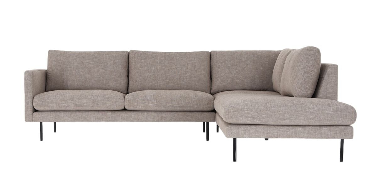 Scandic Copenhagen avokulmasohva oikea beige Verdon 416, mustat jalat