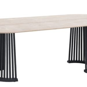 Suoma ovaali ruokapöytä 210x90 cm valkaistu antiikkipetsattu/musta