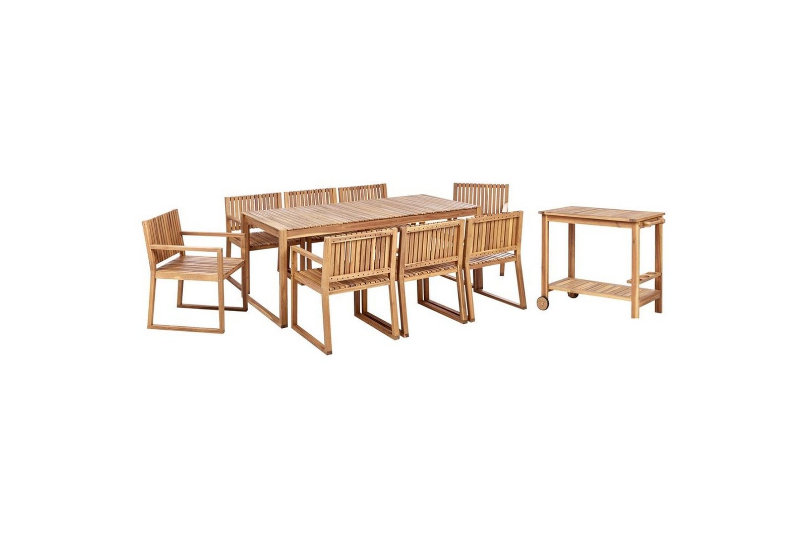 matsalsset-beliani-sassari-ii-med-vagn-8-sits-light-wood