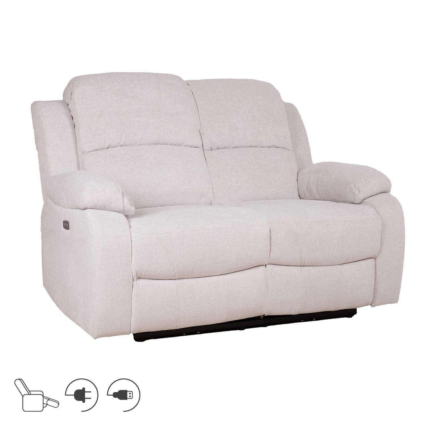 Recliner-sohva Tränor 2-istuttava sähköisellä mekanismilla - luonnonvalkoinen