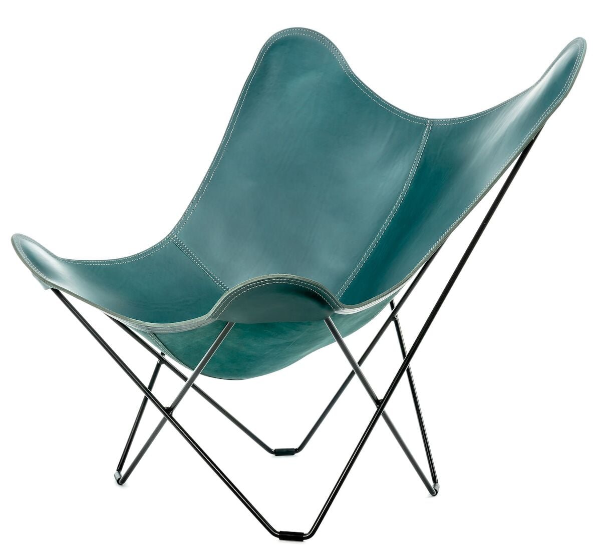 cuero-design-lepakkotuoli-pampa-mariposa-merensininen-musta-jalka