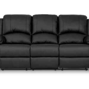 Norbo Mukava Recliner-sohva 3-istuttava Keinonahka - Kallistettava sohva - Kotiteatterisohva - Musta