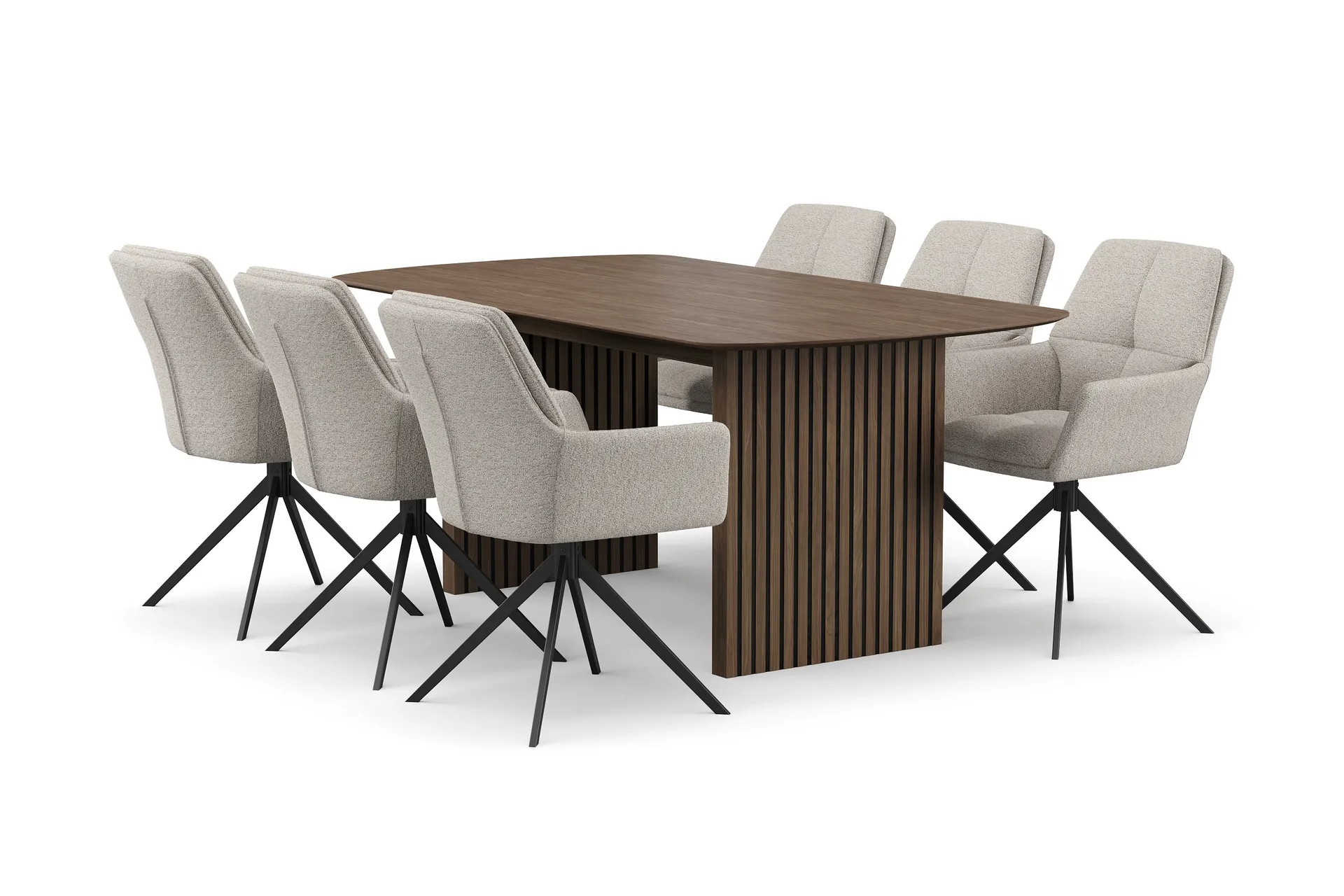 richeto-ruokailuryhma-180-cm-ja-6-torsby-pyorivaa-tuolia-savustettu-tammi-tummanbeige