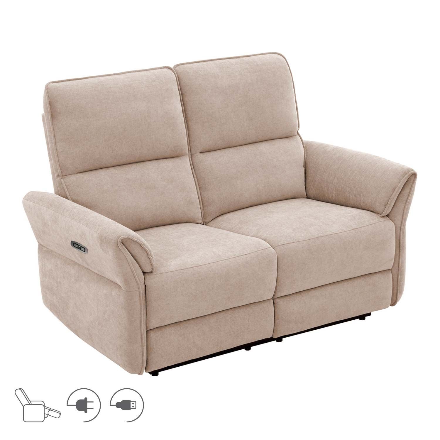 Recliner-sohva Ravdal 2-istuttava sähköisellä mekanismilla - vaaleanruskea