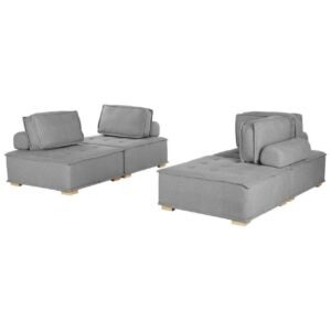 Modulsoffa Beliani Tibro Beige/ljust trä Grey||Light colored wood -