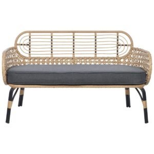 Trädgårdsbänk med dyna Beliani Pratello Natural||Beige||Grey||Black -