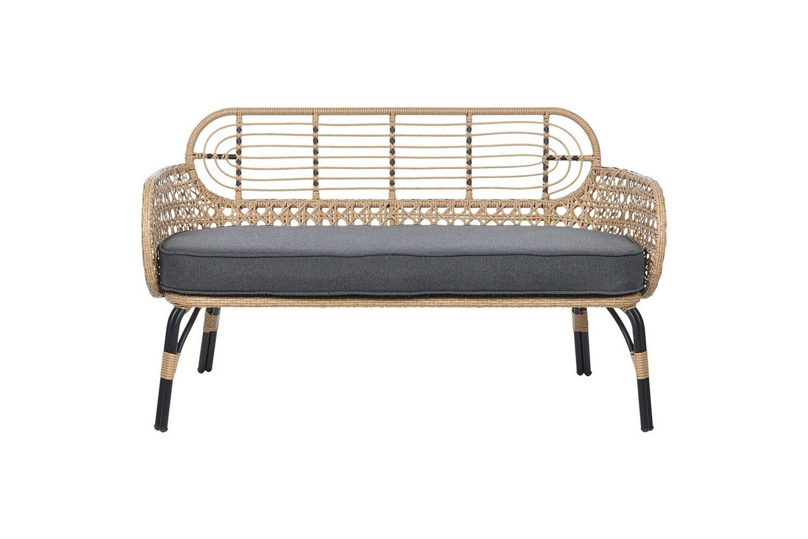 Trädgårdsbänk med dyna Beliani Pratello Natural||Beige||Grey||Black -