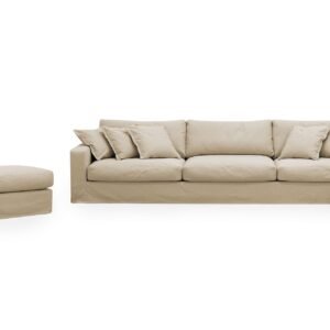 Valencia Extra Deep 5-istuttava sohva + jalkarahi irrotettavalla ja pestävällä verhoilulla - Beige