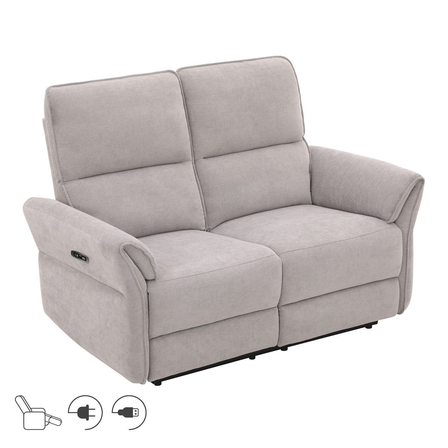 Recliner-sohva Ravdal 2-istuttava sähköisellä mekanismilla - harmaa