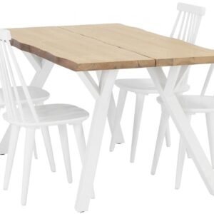 Lana-Lotta 4-hengen ruokailuryhmä, valkoinen/antiikkipetsattu