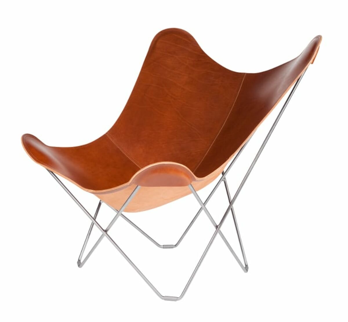 cuero-design-lepakkotuoli-pampa-mariposa-montana-mattakromi-jalka