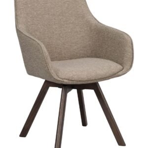 Rowico Home Alison tuoli käsinojilla tumma beige kangas/ruskeat tammijalat