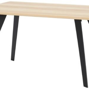 Saarni ruokapöytä 140x90 cm lakattu saarni, musta metallijalka