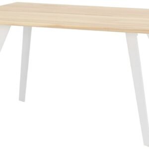 Saarni ruokapöytä 140x90 cm lakattu saarni, valkoinen metallijalka