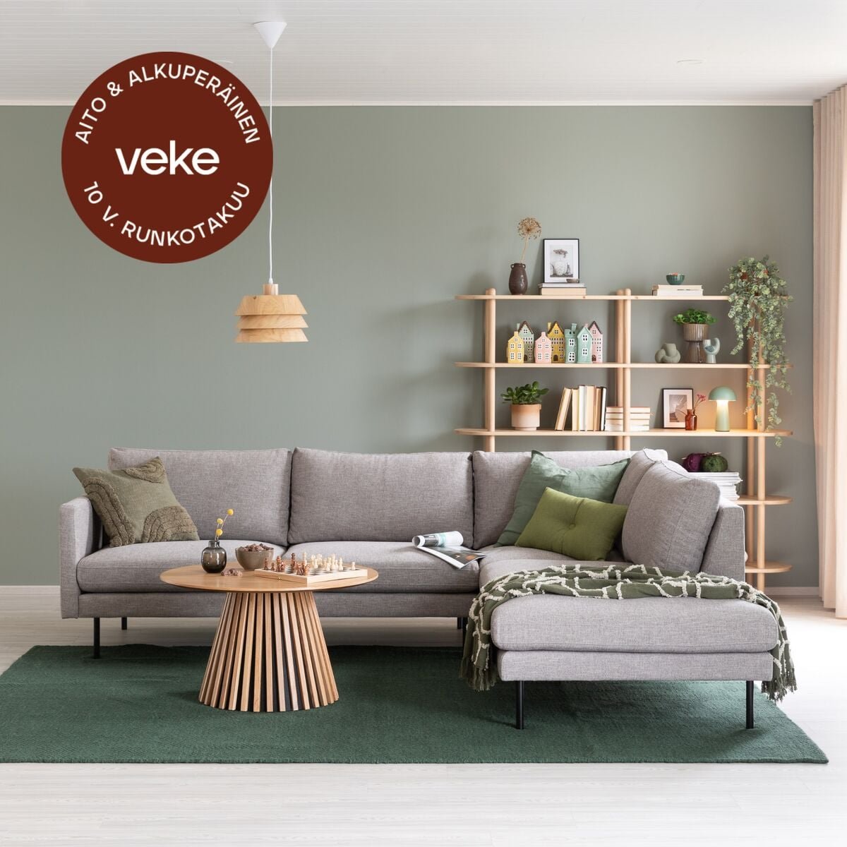 Scandic Copenhagen avokulmasohva oikea vaaleanharmaa Verdon 482, mustat jalat
