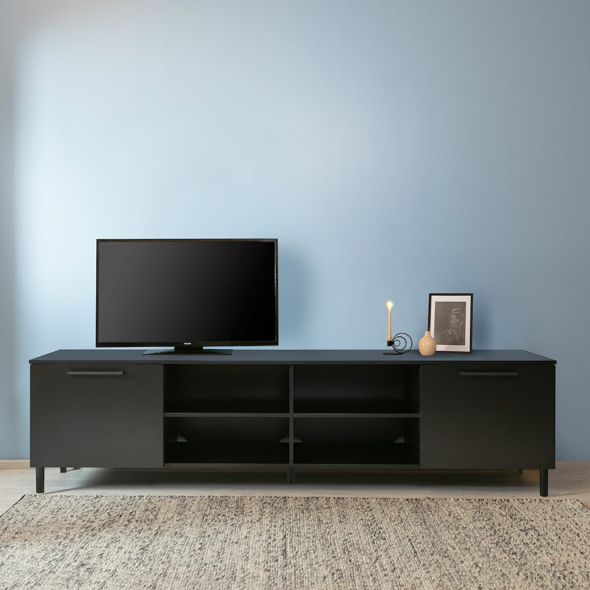 Solo tv-taso 220 cm kahdella ovella musta bs