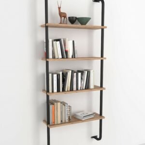 Vivano Airy seinähylly 64x20x151 cm musta/tammi