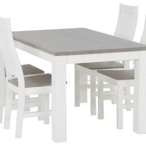 Vuono 4-hengen ruokailuryhmä, valkoinen/harmaa