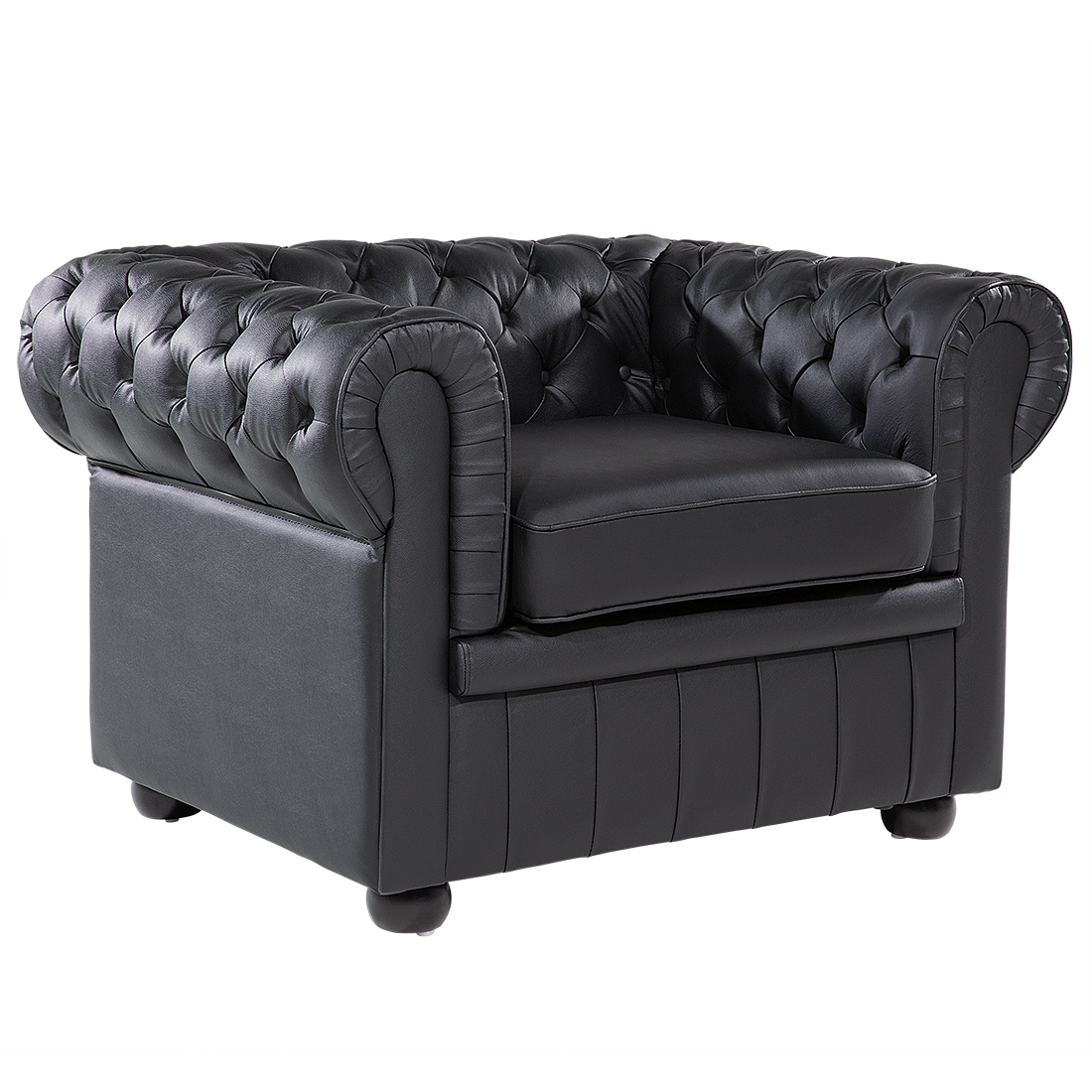 Nojatuoli CHESTERFIELD nahka Musta
