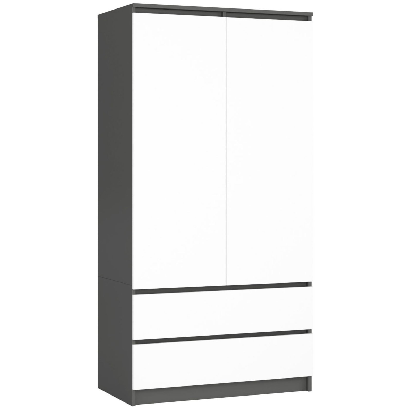 Akord Vaatekaappi Harmaa Grafiitti/Valkoinen 90x51x180
