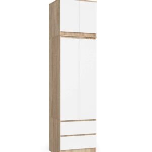Akord Vaatekaappi yläosalla 2 ovea 2 laatikkoa Tammi Sonoma/Valkoinen 60x51x234