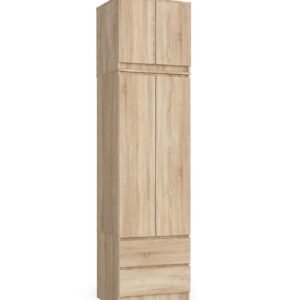 Akord Vaatekaappi yläosalla 2 ovea 2 laatikkoa Tammi Sonoma 60x51x234